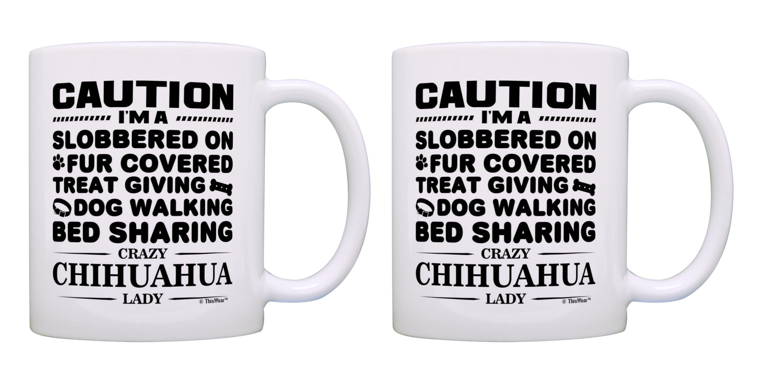 ThisWear Dog Gifts for Dog Lovers Crazy Chihuahua Lady Rescue Gifts 2 Pack 11oz Ceramic Coffee Mug Set