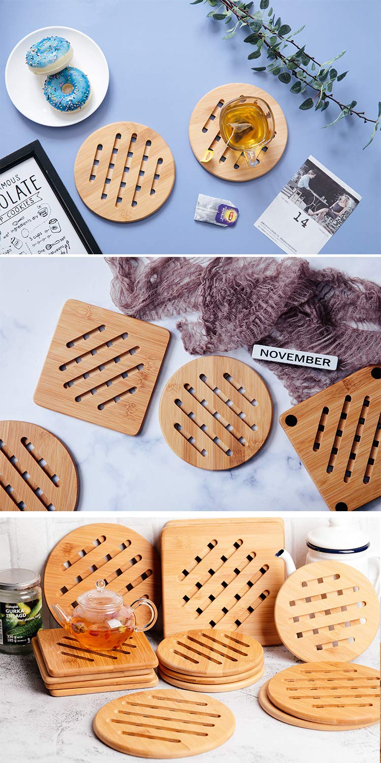 Sottopentola Di Bambu 4 Pezzi In Legno Di Bambù Resistenti