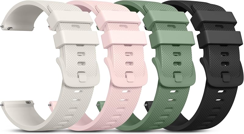 20mm Watch Bands Quick Release Replacement Wristband, 4 Pack Soft Silicone Waterproof Sport Straps Band for Men Women