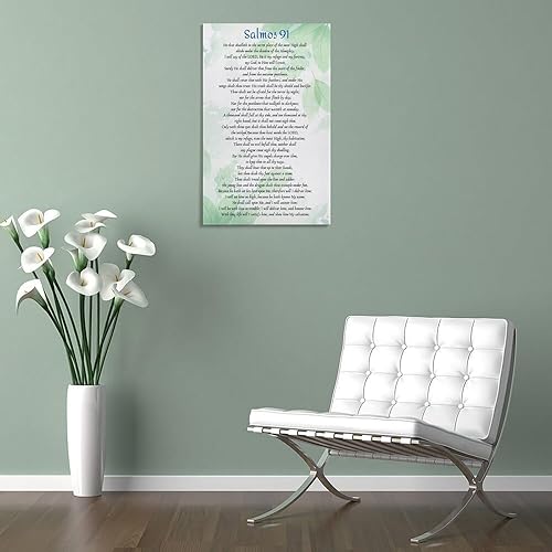 Miniatura 5 de OZTERN Salmo 91 - Póster de arte con versículo bíblico español Salmo 91 (5) pósteres e impresiones de pintura en lienzo para decoración de sala de