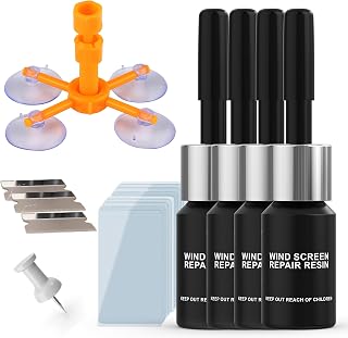 GH1200 Windshield Repair Kit for Chips and Cracks, Windshield Crack Repair Kit, Effective, Quick Fix, for Every Windshield Repair, Comes with 4 Repair Resign and Strong Repair Device.
