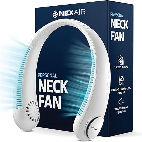 Portable Neck Fan - 3 Speed Rechargeable Bladeless Neck Fan, Adjustable Personal Neck Fan For Women & Men Modern Design, Great Cooling Fan For