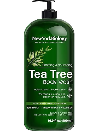 Miniatura 2 de New York Biology - Gel de gel para el cuerpo con árbol de té y menta para hombres y mujeres, ayuda a la picazón y picazón en la piel, hongos de