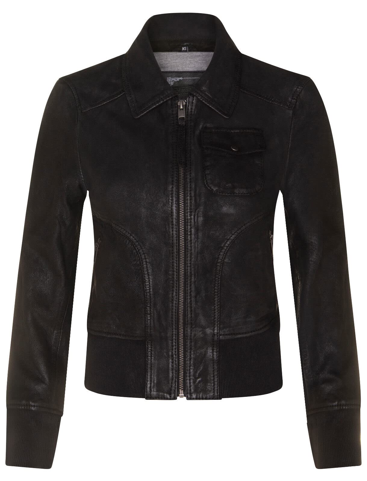 Infinity Leather Women's Black Leather Ma-1 Varsity Bomber Jacket 4XL