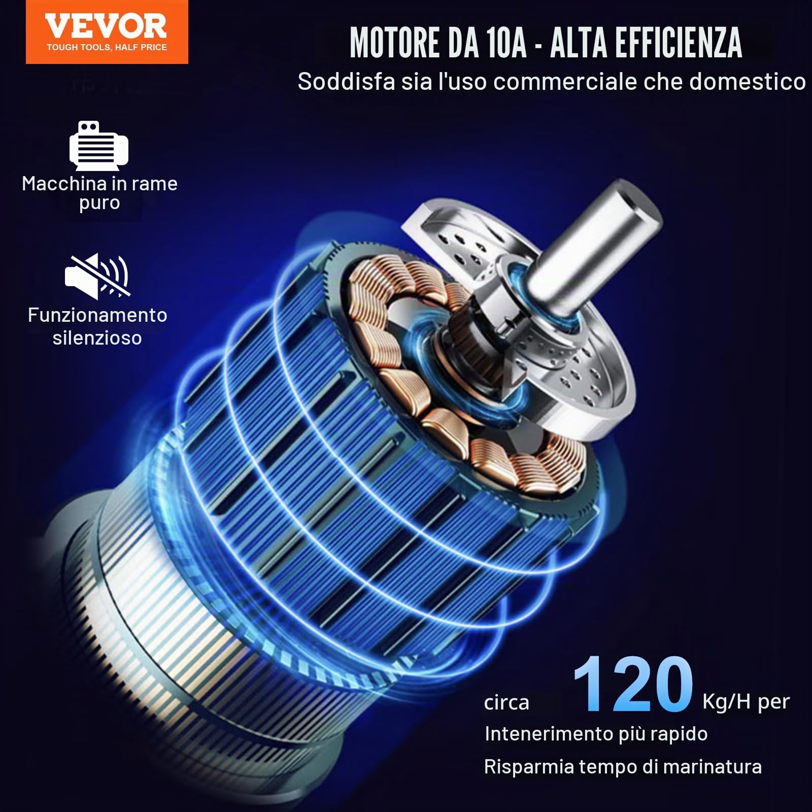 VEVOR Batticarne Elettrico Commerciale 120kg/h Macchina per Intenerire Carne 54 Lame in Acciaio Inossidabile, Inteneritore per Carne per Preparare Bistecche di Pollo Maiale da Cucina Batticarne 450W