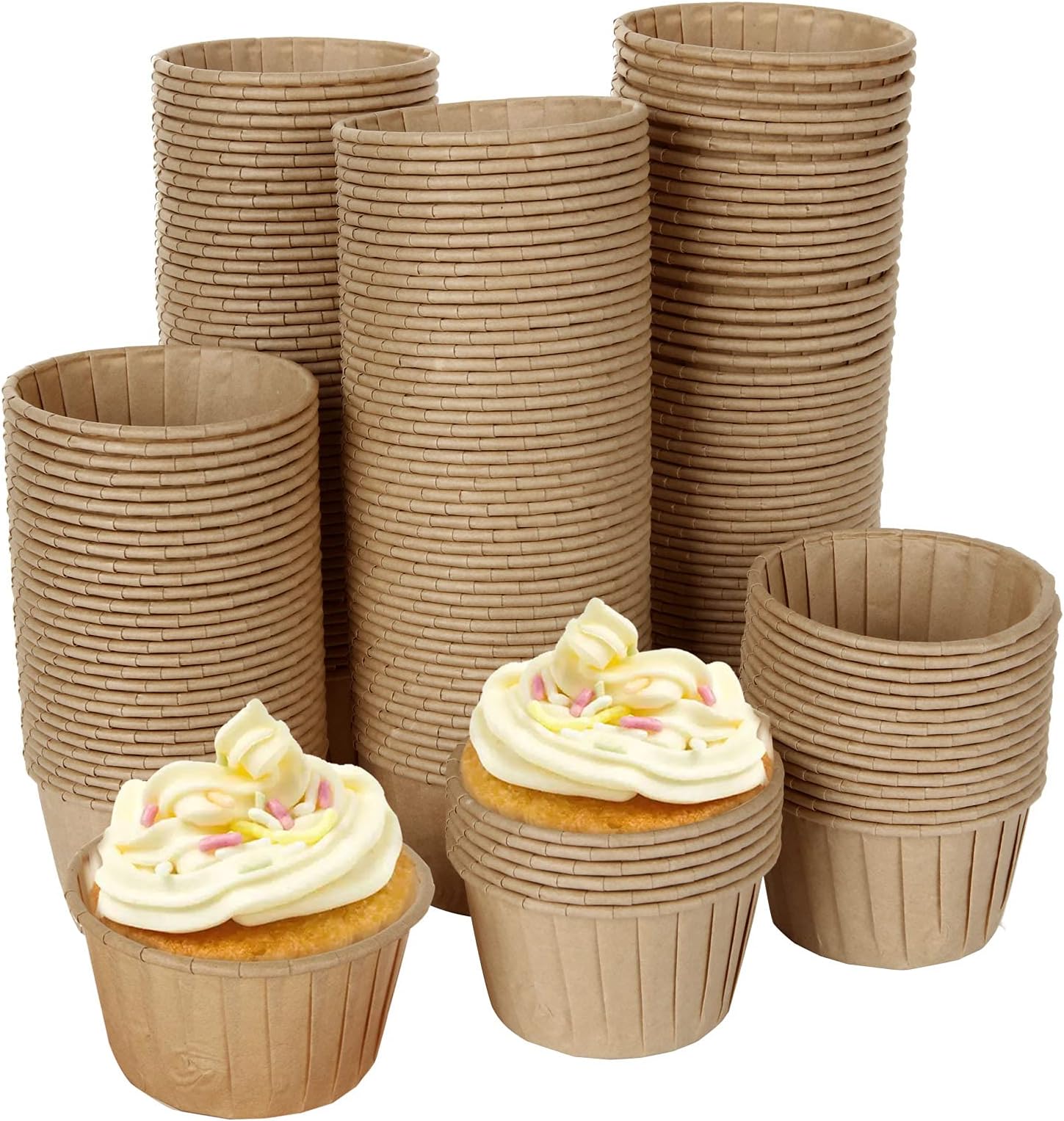 SENENQU 200pcs Cupcake Cups for Baking, Mini Cupcake Cases for Wedding, Paper Baking Cups for Muffin Wrapper Cookies Snacks Home Birthday Party - Brown