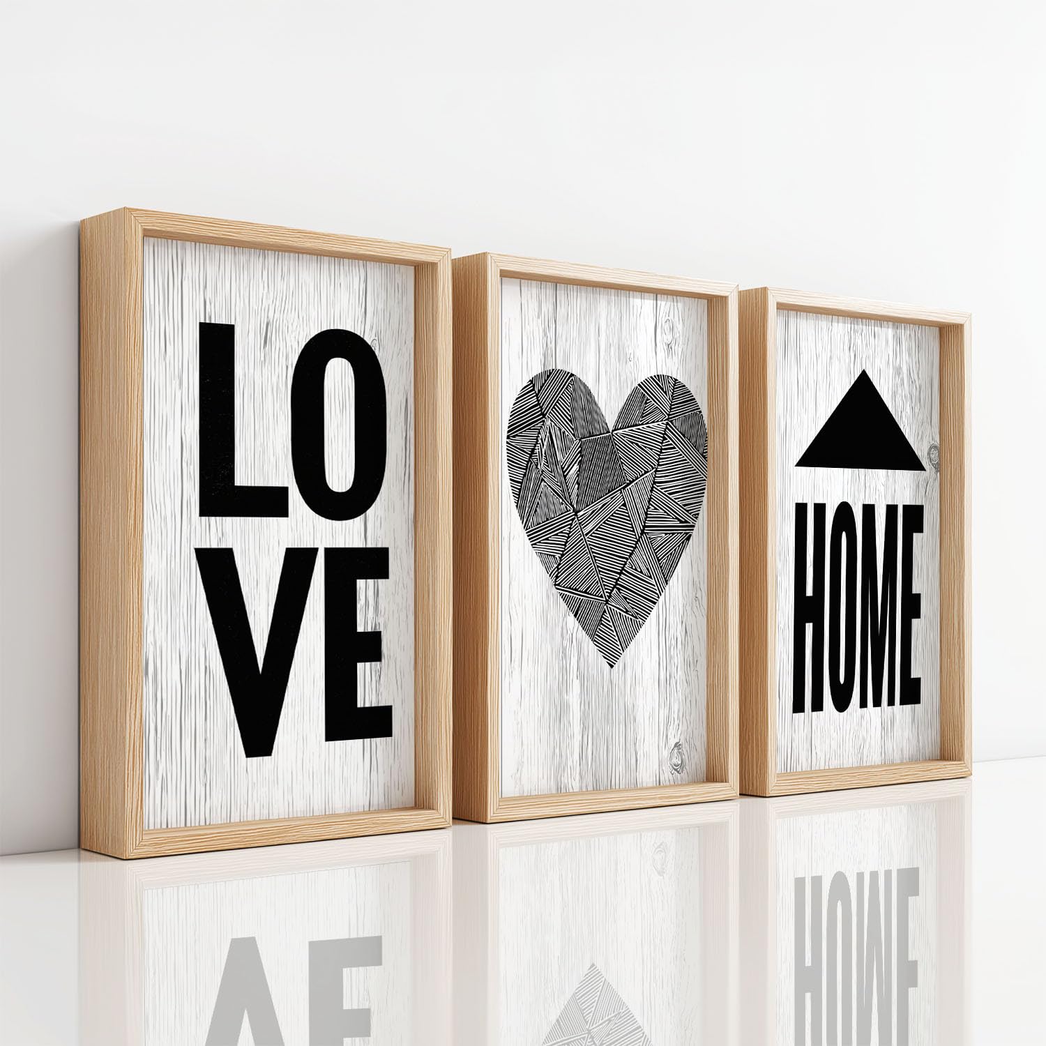 3-częściowy zestaw rustykalnych obrazów w kolorze kości słoniowej, 42 x 59,4 cm, dekoracja ścienna z napisem "Liebe Home" - plakat na płótnie, na parapetówkę, urodziny, rocznicę, Walentynki, wspaniała