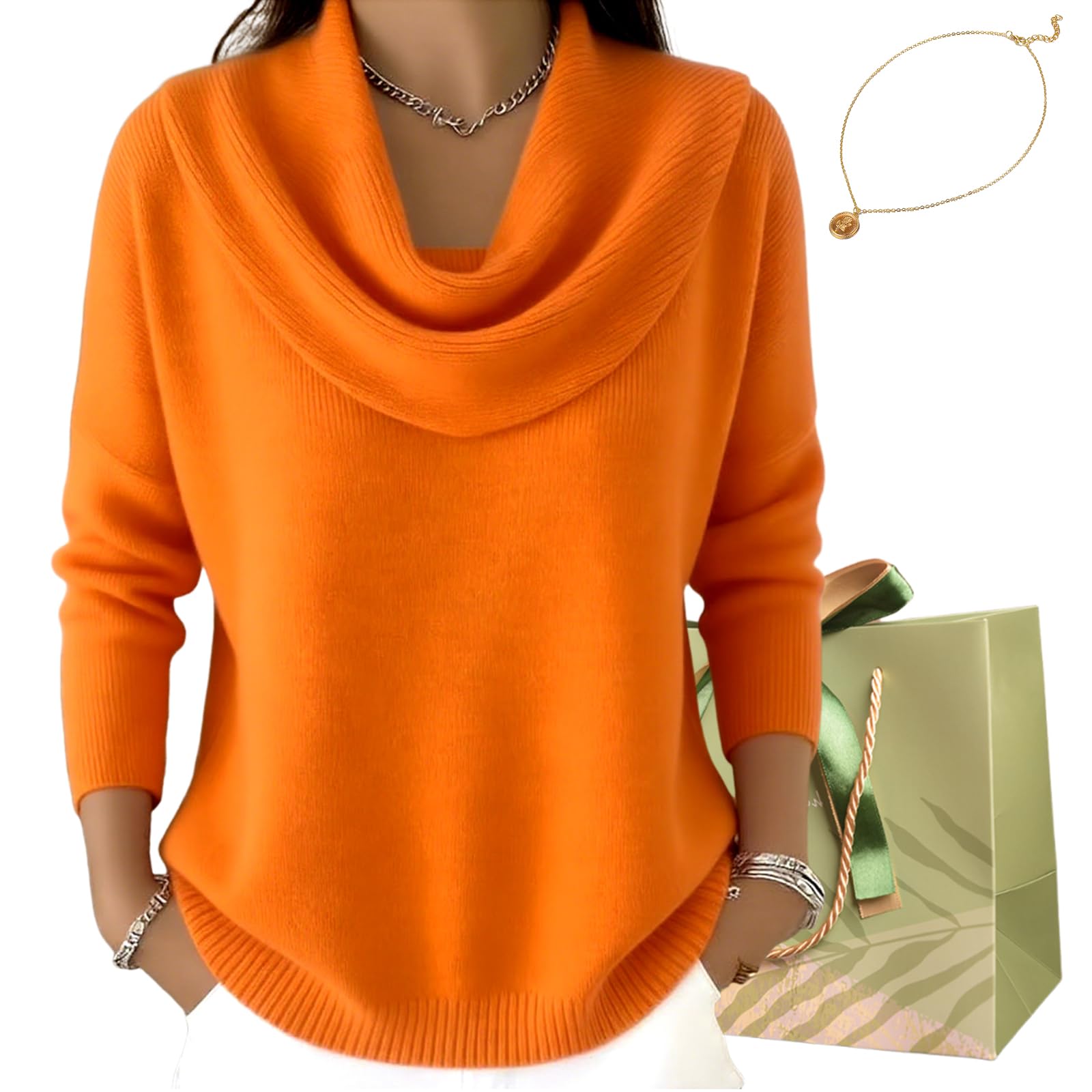 Elegant Retro Soft Triangle Neck Solid Color Sweater Top - 2026 New Round Neck Casual Solid Color Top