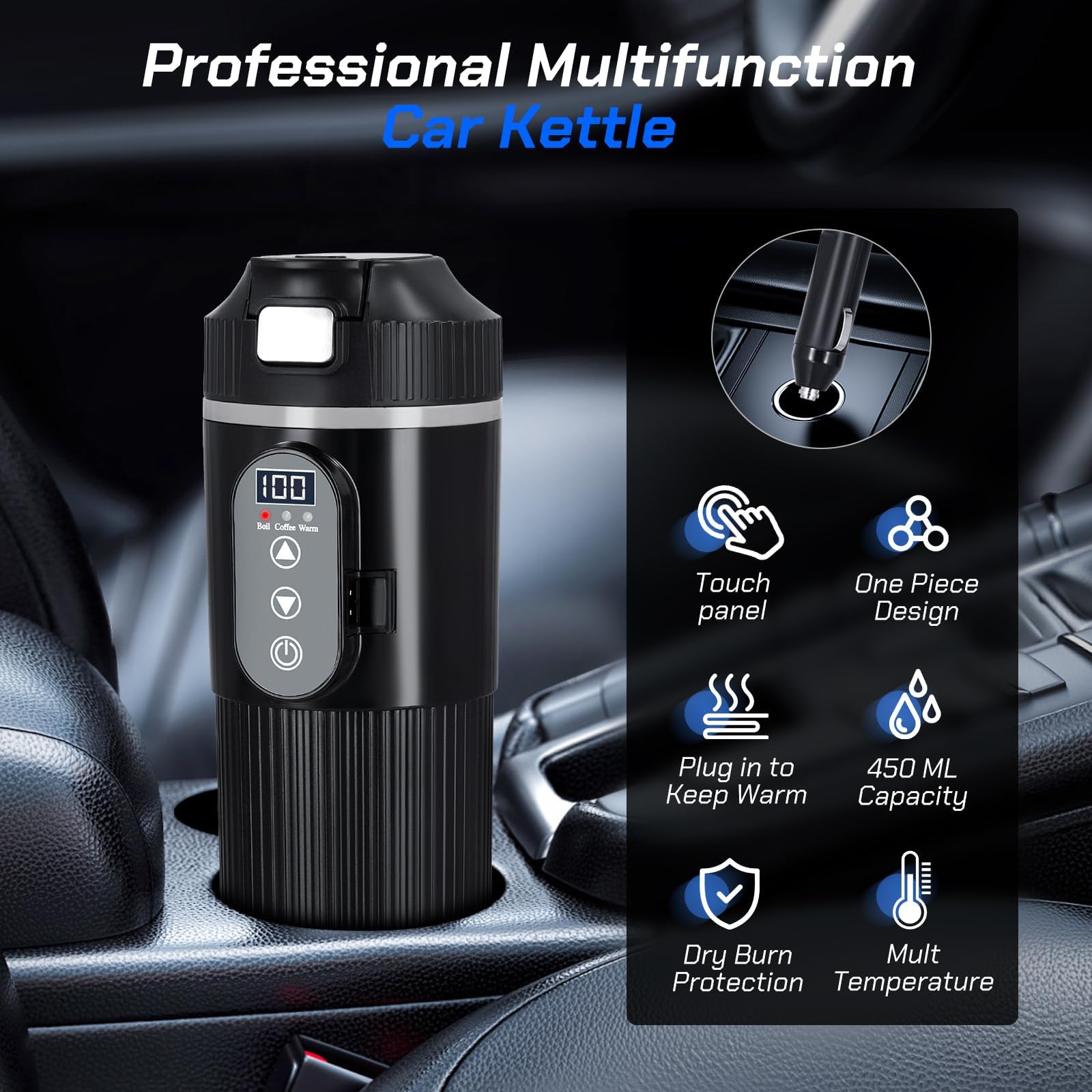 Bouilloire électrique universelle pour voiture 12V/24V chauffe-eau portable