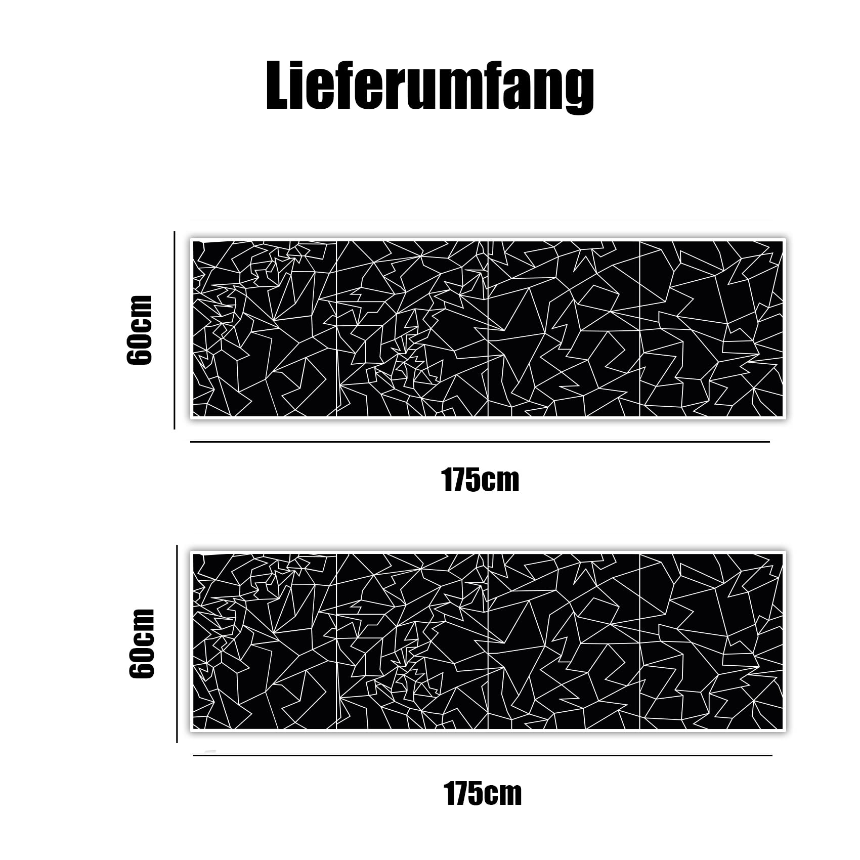 Finest Folia XXL autosticker Mosaiek 2-delig elk 60x200cm geometrisch ontwerp autozijde motorfiets bus sticker auto-accessoires Broken Glass Camouflage Tuning Decor KX074 (Zwart