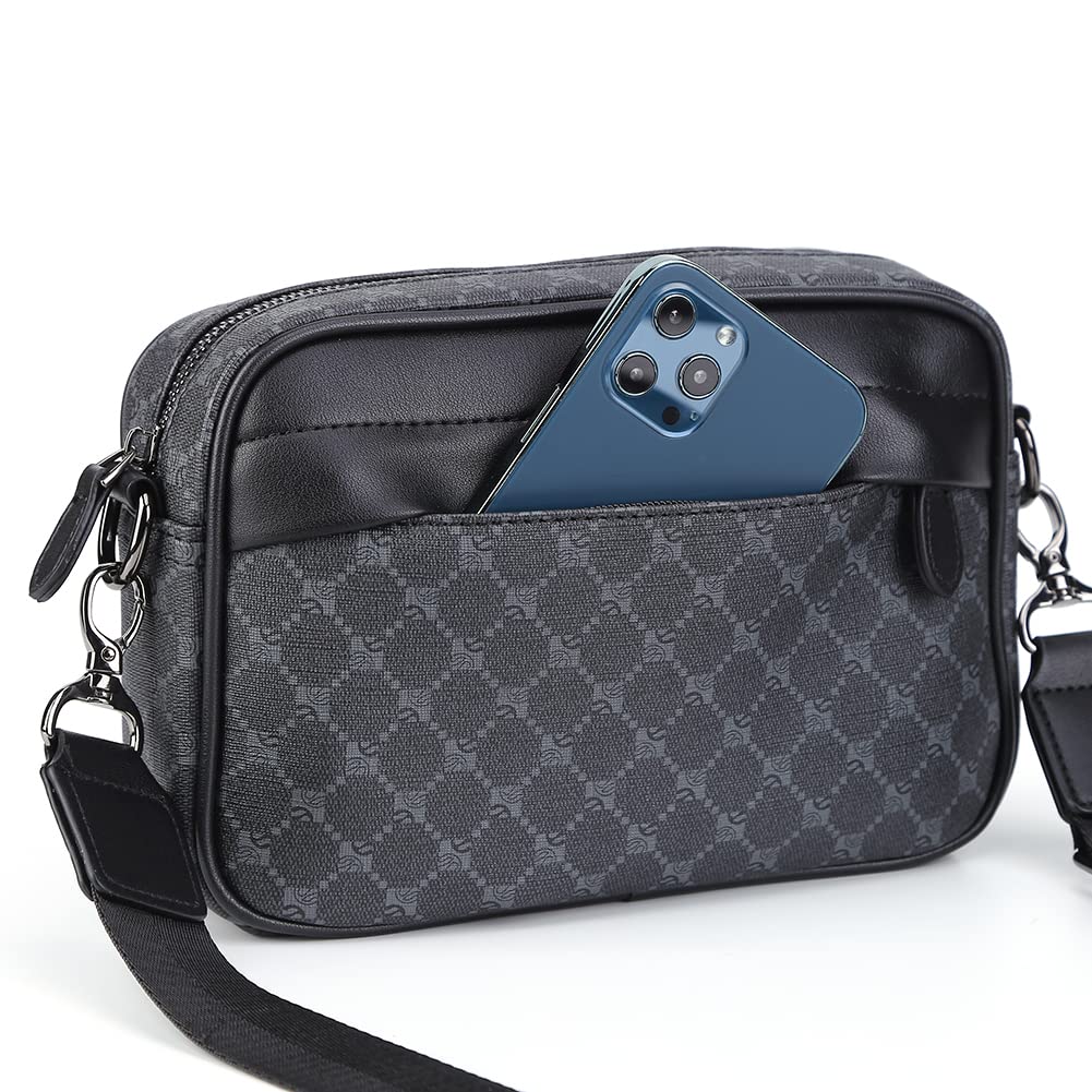 Starnearby - Bolso bandolera para hombre, de piel sintética, Crossbody Bag, pequeño bolso cuadrado, bandolera, bolsa para teléfono móvil, bolsa para negocios, viaje y trabajo