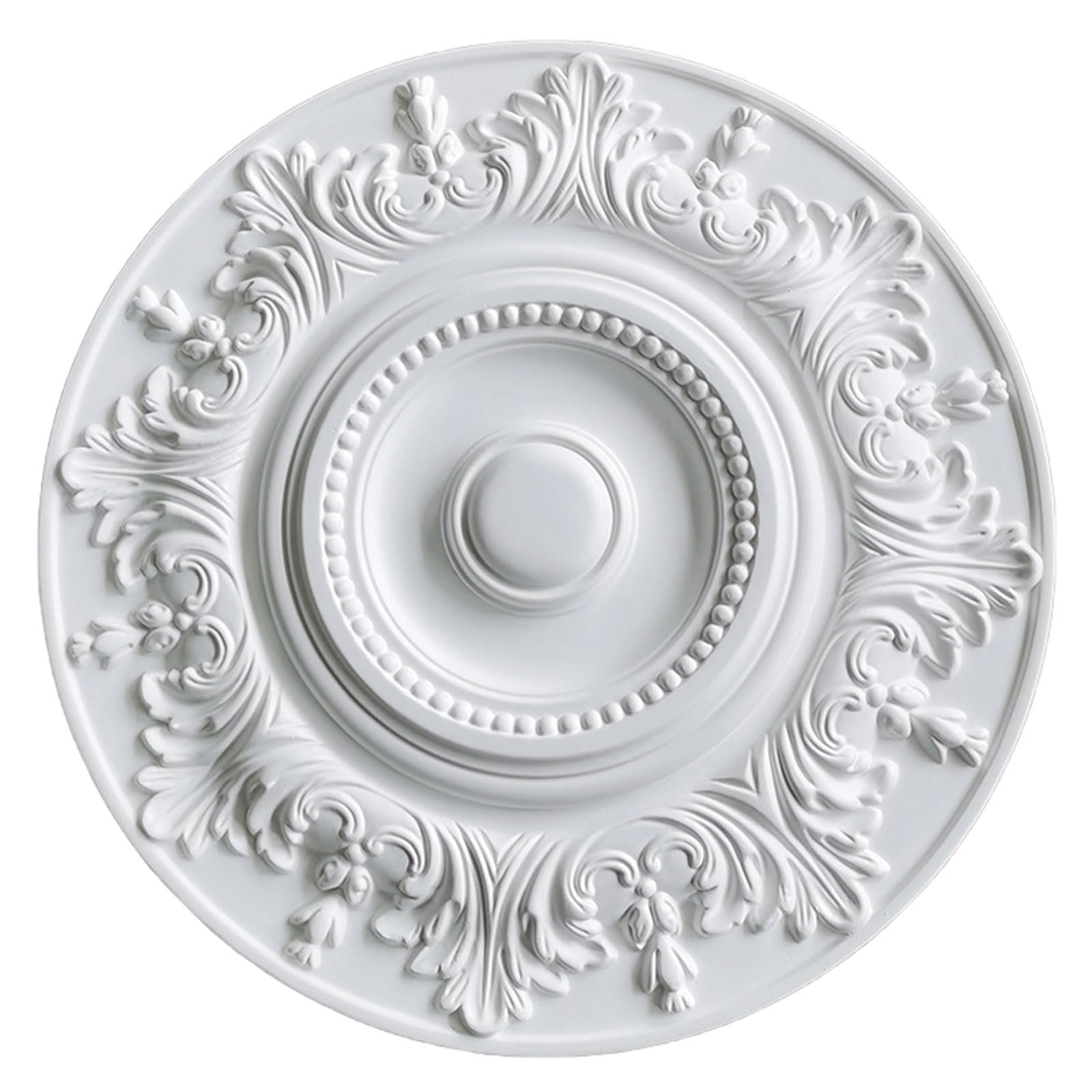 Foelanne White N Round Pu Ceiling Medallion White Lightweight No Drilling 24-60Cm(,47Cm)