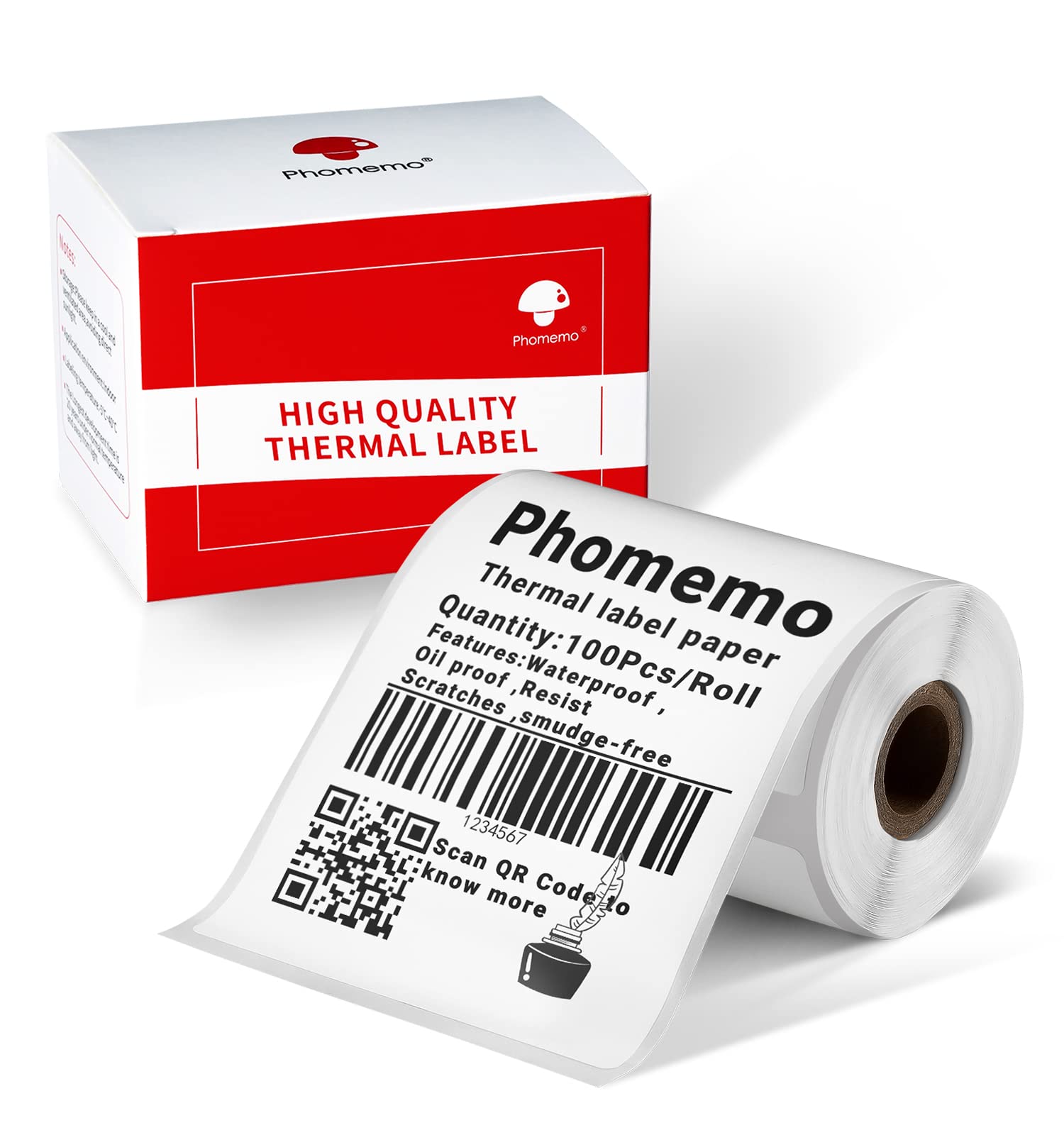 Phomemo 2.36" x 3.14" Multipurpose Labels, Premium Adhesive Mailing Address Label Compatible with M220 M200 Thermal Printer for Logo Design, QR Code,
