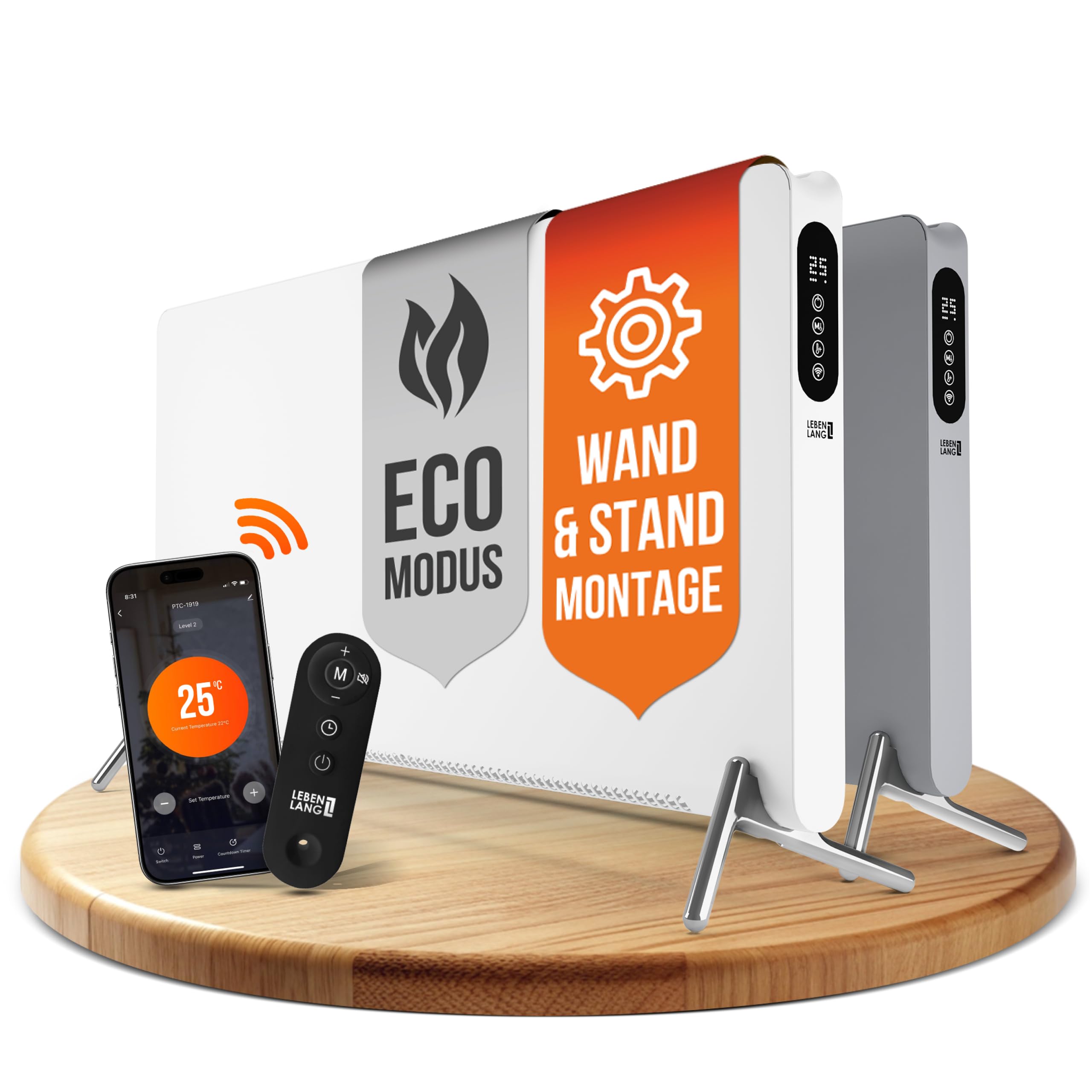 LEBENLANG Heizkörper Elektroheizung Energiesparend - Inkl. WiFi & APP