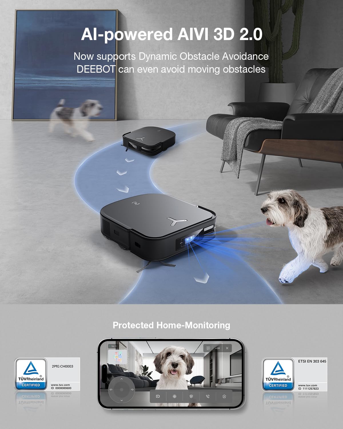 ECOVACS DEEBOT X2 Omni Robot Vacuum and Mop, 8000Pa Suction, 15mm Lift, Omni Station with Hot Water Mop Washing, Self-Emptying, Hot Air Drying, Auto-Refill, Obstacle Avoidance,Black