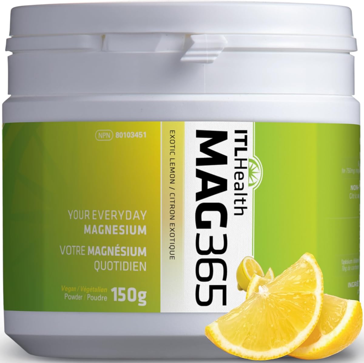 Mag365 MAG365 By ITL Health Magnesium Citrate Powder - Pure Magnesium Supplement - High Absorption, No Sugar - Promotes Calm Sleep, Muscle Function, Bones & Relaxation | Exotic Lemon 150g 37-Servings