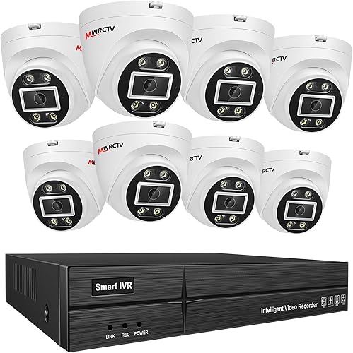 Miniatura 10 de Sistema de cámara de seguridad PoE 4K, cámaras PoE domo con cable de 16 x 8MP para seguridad del hogar, lente gran angular de 0.110 in, luz dual