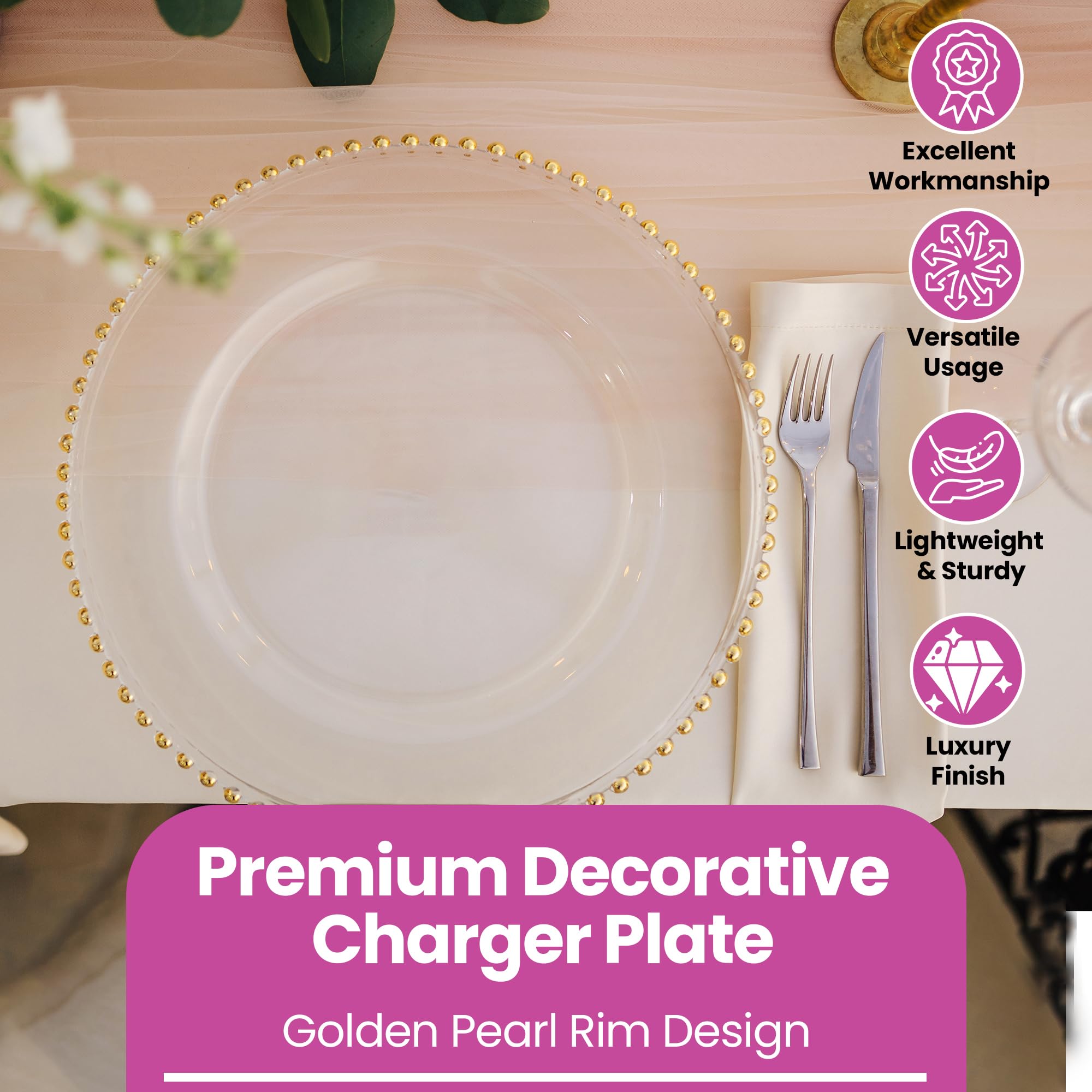 WedDecor Redondo Cargador Platos Centro de Mesa Presentación Placa Juego Cena Decoración Mesa Bodas Banquetes Navidad Comedor Fiestas Vajilla, 33cm - Design-2, 33cm