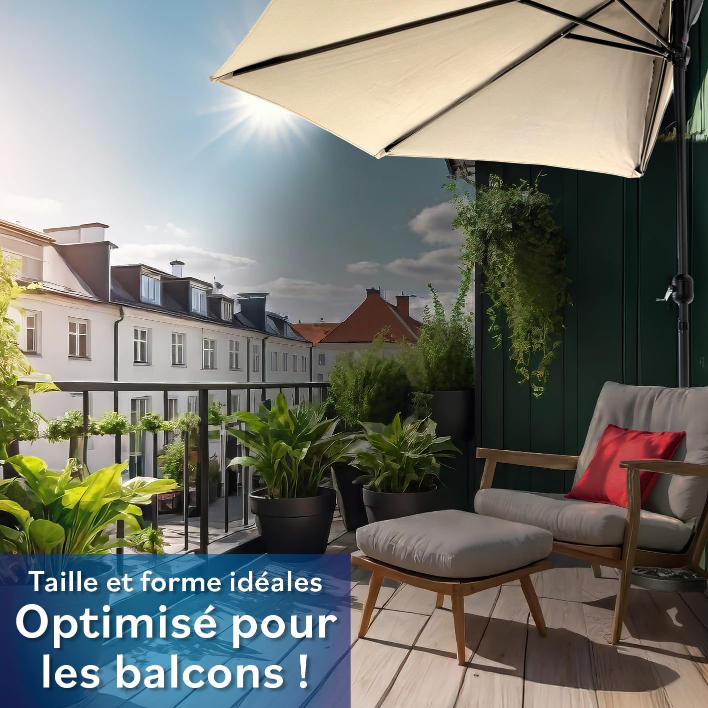 TV Unser Original Easy. maxx Parasol de Balcon Semi-Circulaire Beige