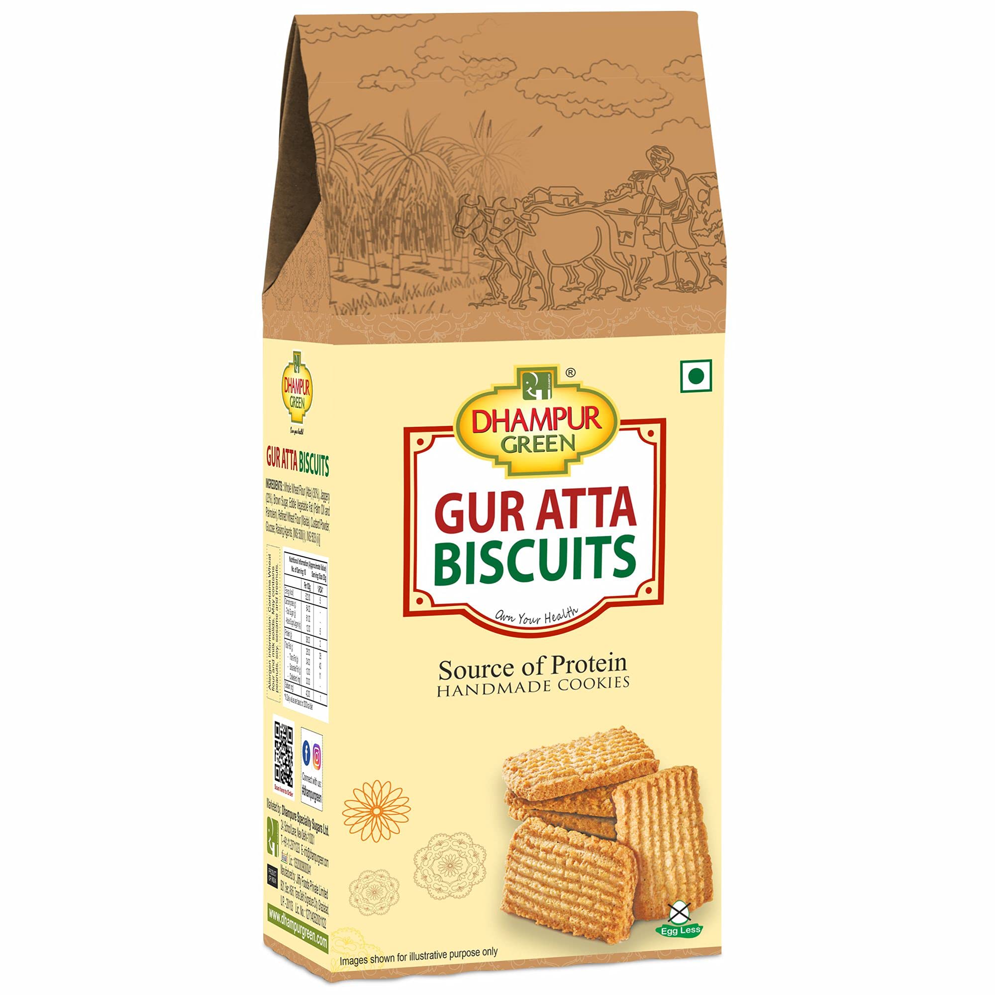 Dhampurgreen Gur Jaggery Atta Cookies Biscuit, 200G (B09HXVVZ95) Amazon Price History, Amazon Price Tracker