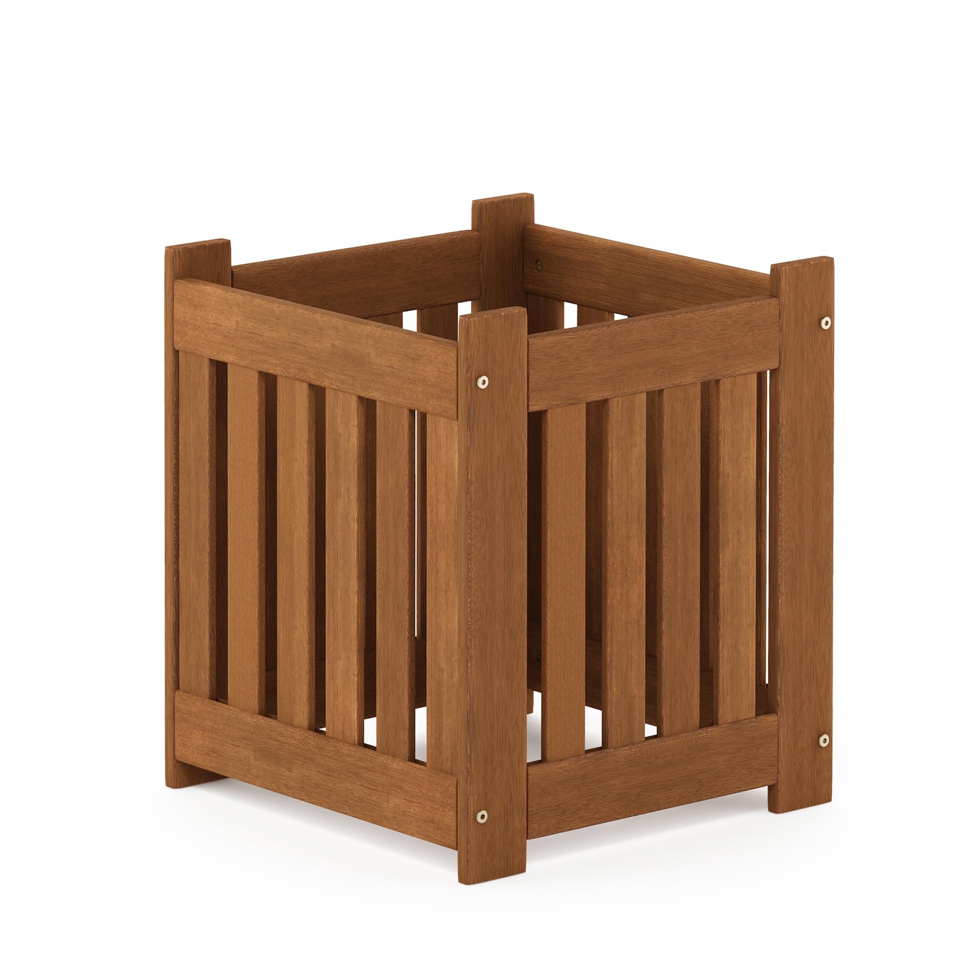 Furinno TIOMAN - Fioriera in legno massiccio, cubo da giardino, in olio di teak, per interni ed esterni, giardino, patio, balcone, legno chiaro