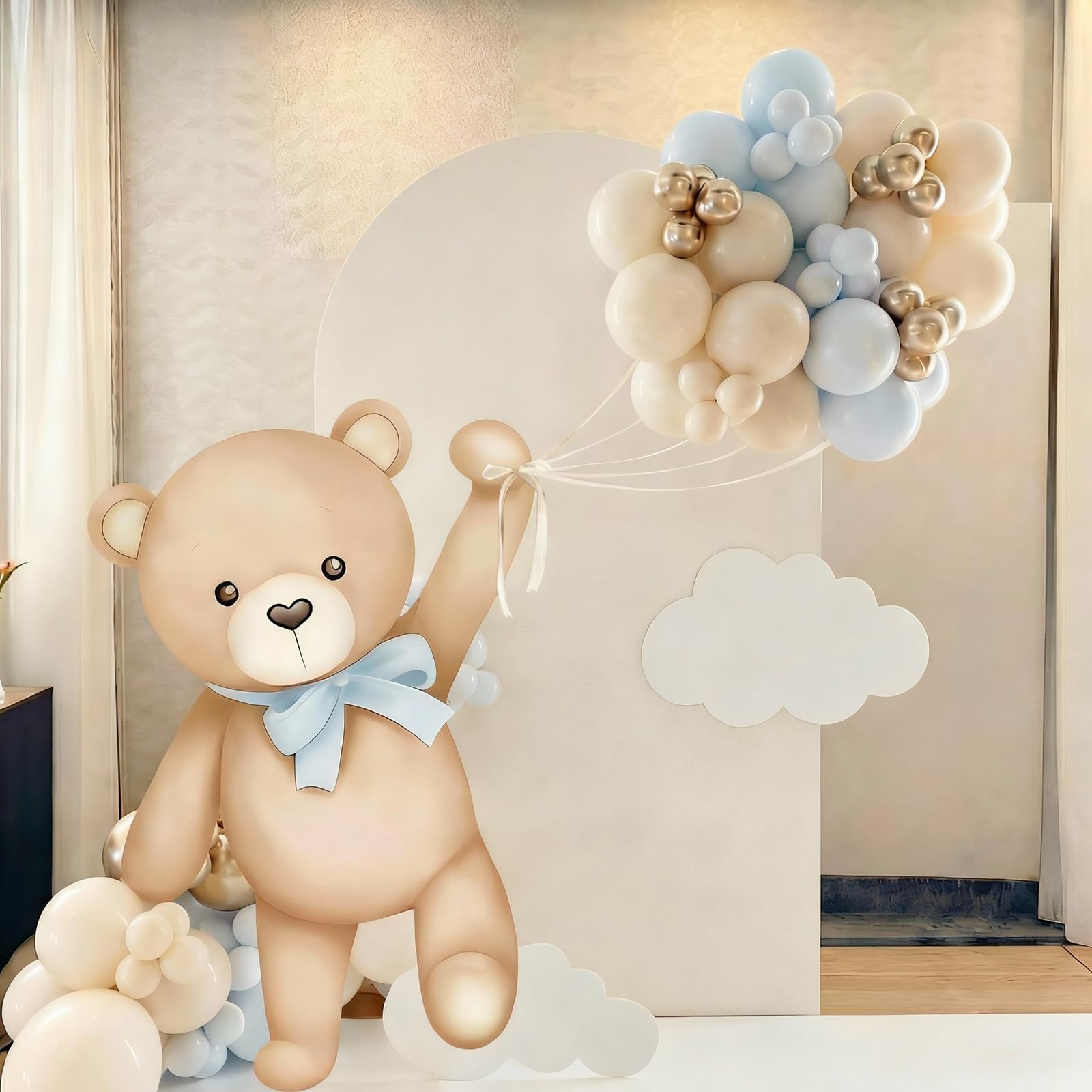 43 Pcs Bear Baby Shower Party Decorations 31 Bears Cardboard Cutout Stand Decoration Blue and Brown Balloon Stand Kit Gender Reveal Bears Balloons Kit for Baby Shower Birthday Party