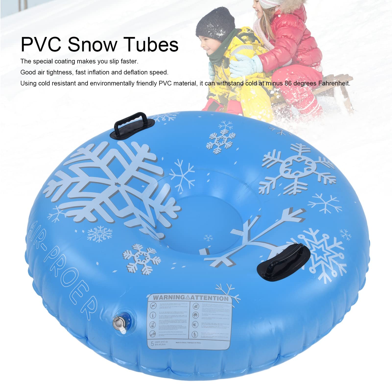 Inflatable Ski Snow Tubes PVC 450lbs Load Inflatable Ski Rings Tube with Handle for Adults Family Outdoor Sports