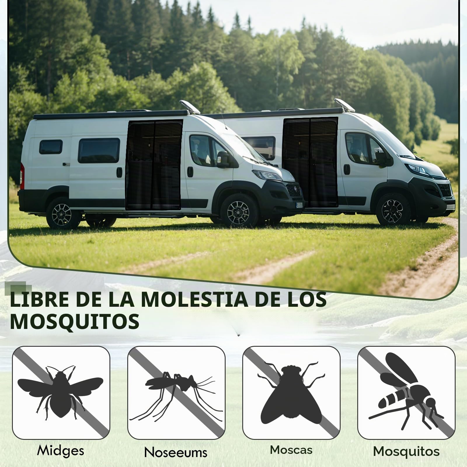 Mosquitera Coche Furgoneta Camper, Magnética Mosquitera para Coche para VW T5 T6 Mercedes Marco Polo Vito Ford Transit Custom