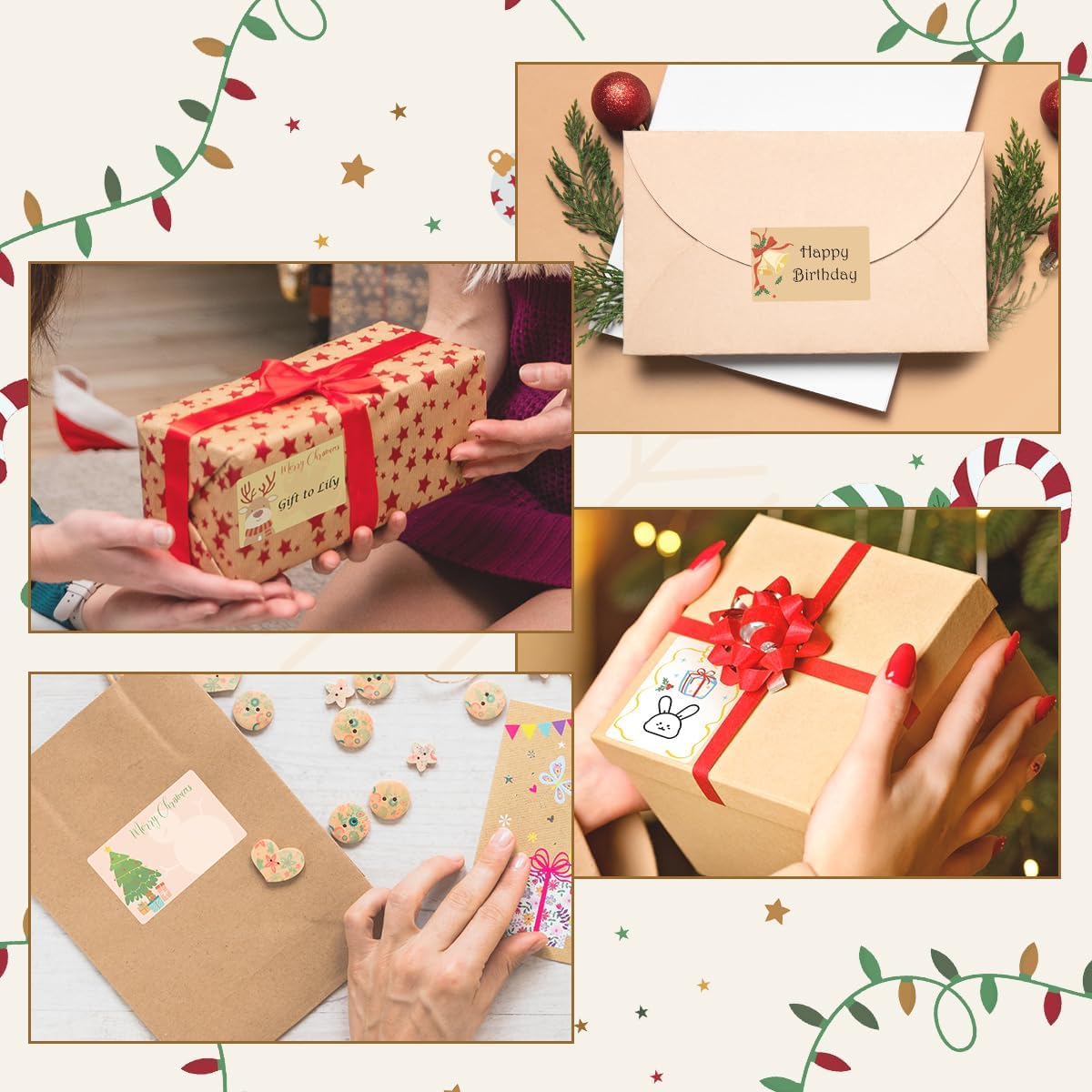 M110 Thermal Labels - 1.96"X3.14" (50X80MM), Adhesive Thermal Labels with 3 Patterns(Tree/Bell/Stocking), Compatible with Label Maker Machine M100/ M110/ N20/ M220/ M250/ M108/ M221, 100 Labels/Roll - Image 7