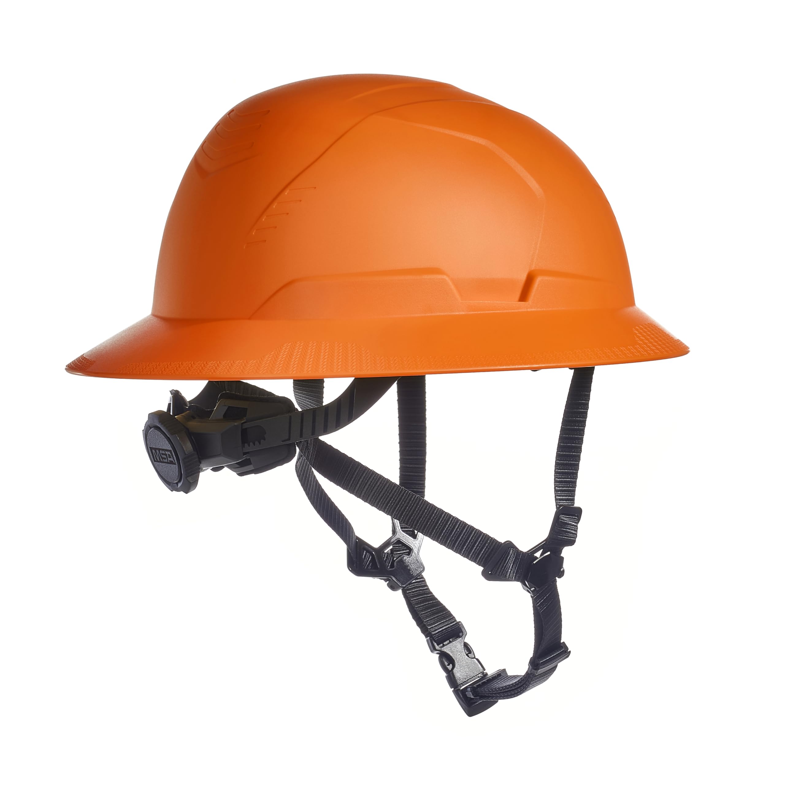 MSA V-Gard 10250598 V-Gard - Casco de Seguridad de Borde Completo Tipo 2 - Suspensión cómoda con trinquete y Barbilla integrada, no ventilado, tamaño Mediano estándar, Naranja