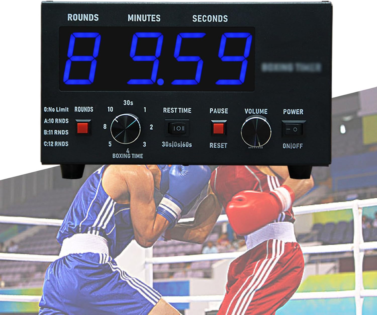 Led Interval Timer, Professional Adult Timer, Selectable Workout Time and Cycle Reps, Adjustable Sound,for Gym,Kickboxing,Red
