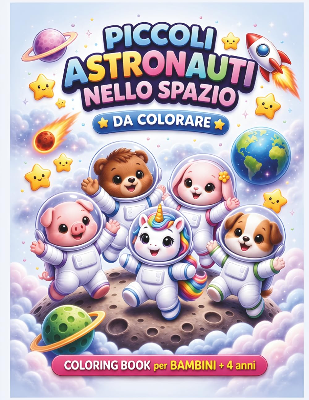 PICCOLI ASTRONAUTI NELLO SPAZIO DA COLORARE: COLORING BOOK PER BAMBINI + 4 ANNI