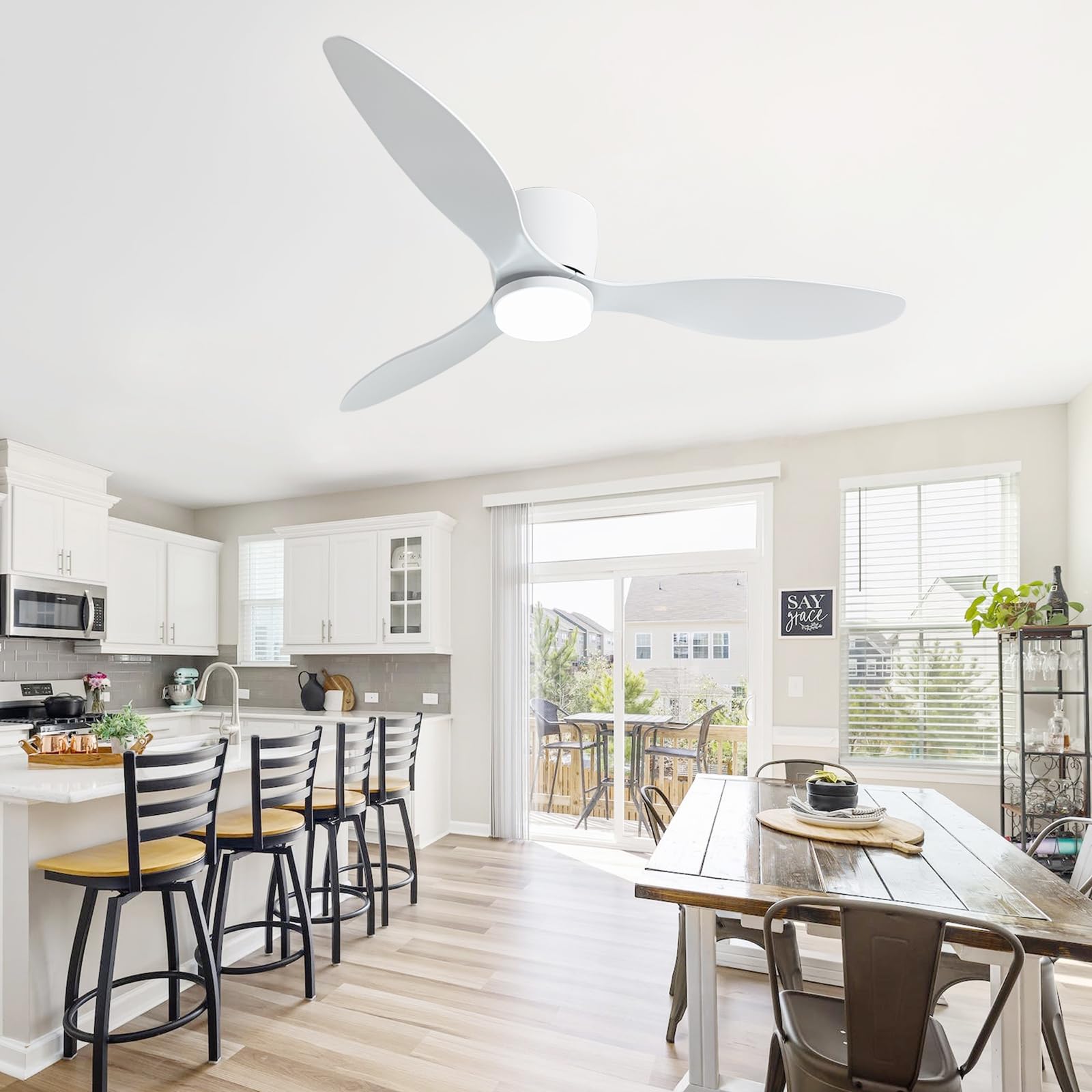 100CM Große Deckenventilator Mit Beleuchtung Und Fernbedienung Deckenlampe Mit Ventilator DC Reversibel Leise LED Drei Farben Deckenleuchte Mit Ventilator Für Wohnzimmer Schlafzimmer-B||42in