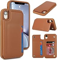 Vista 26 de iCoverCase Compatible con Funda para iPhone XR con Tarjetero, Funda de Teléfono Tipo Cartera para Hombres y Mujeres con Bloqueo RFID de Piel Beige