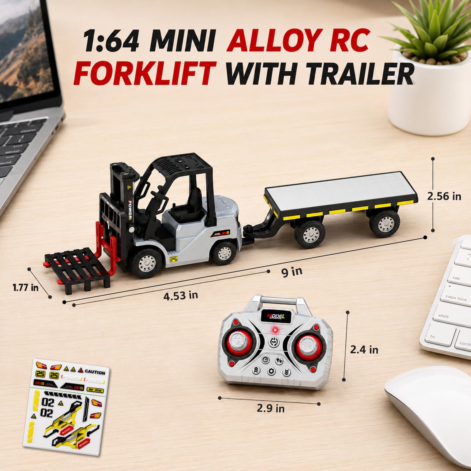 Mini Remote Control Forklift Toy - RC Construction Vehicle -2