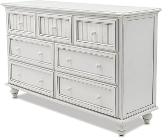 Monaco 7 Drawer Dresser 58W x 18D x 36H Blanc Finish