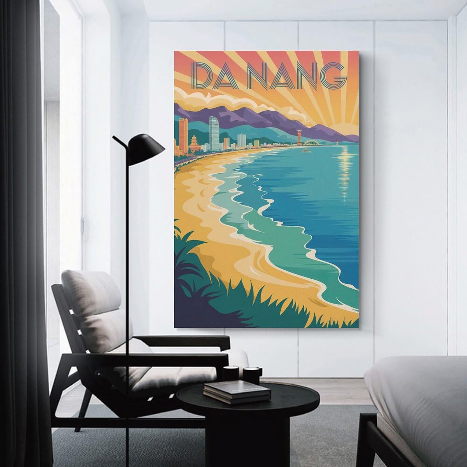Junmoney Unframe-Style-17-1 Danang Vietnam Travel Room Decor Wall Art, 16X24inch(40X60cm), For Entrance Spaces, Stair Walls Or Halls, A Stylish Accent For Home Entrances