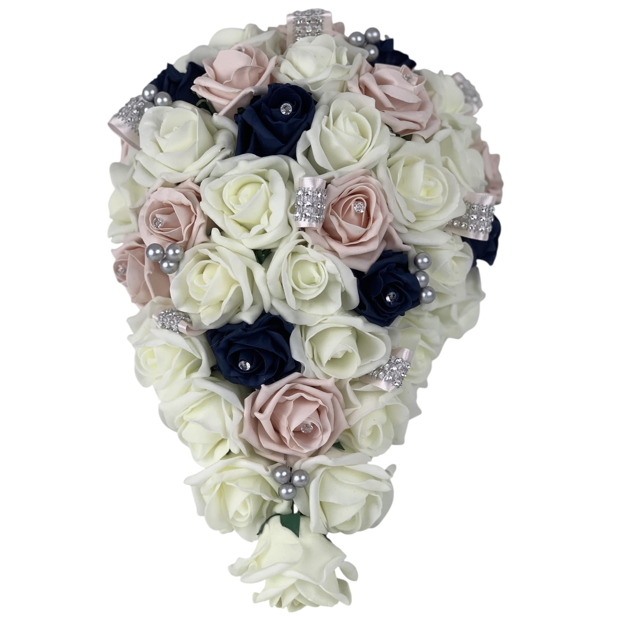 beautiful bouquets Wedding Bouquet brides teardrop blush pink & navy