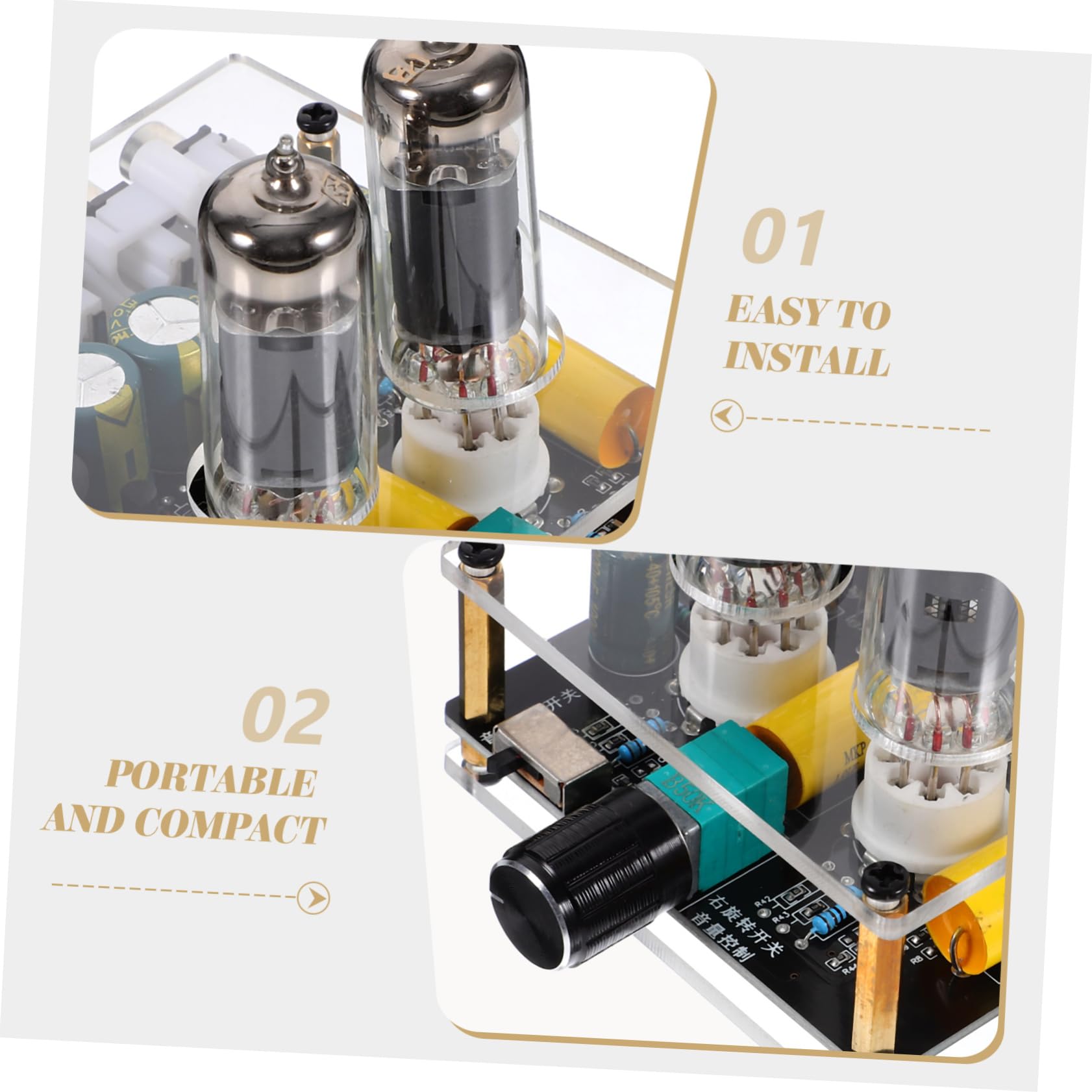 LALAFINA Preamplificatore Fono Valvolare per Giradischi Funzione Preamplificatore e Materiale Abs e Vetro per Sistemi Home Theater Fai da Te