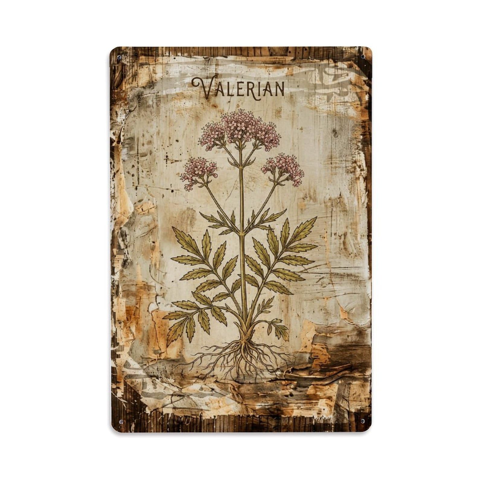 Fqnyr Style Valerian Botanical Metal Tin Sign Plaque Wall Decor For Cafe, Club Bar, Office, Home Garden Metal Poster 8X12inch