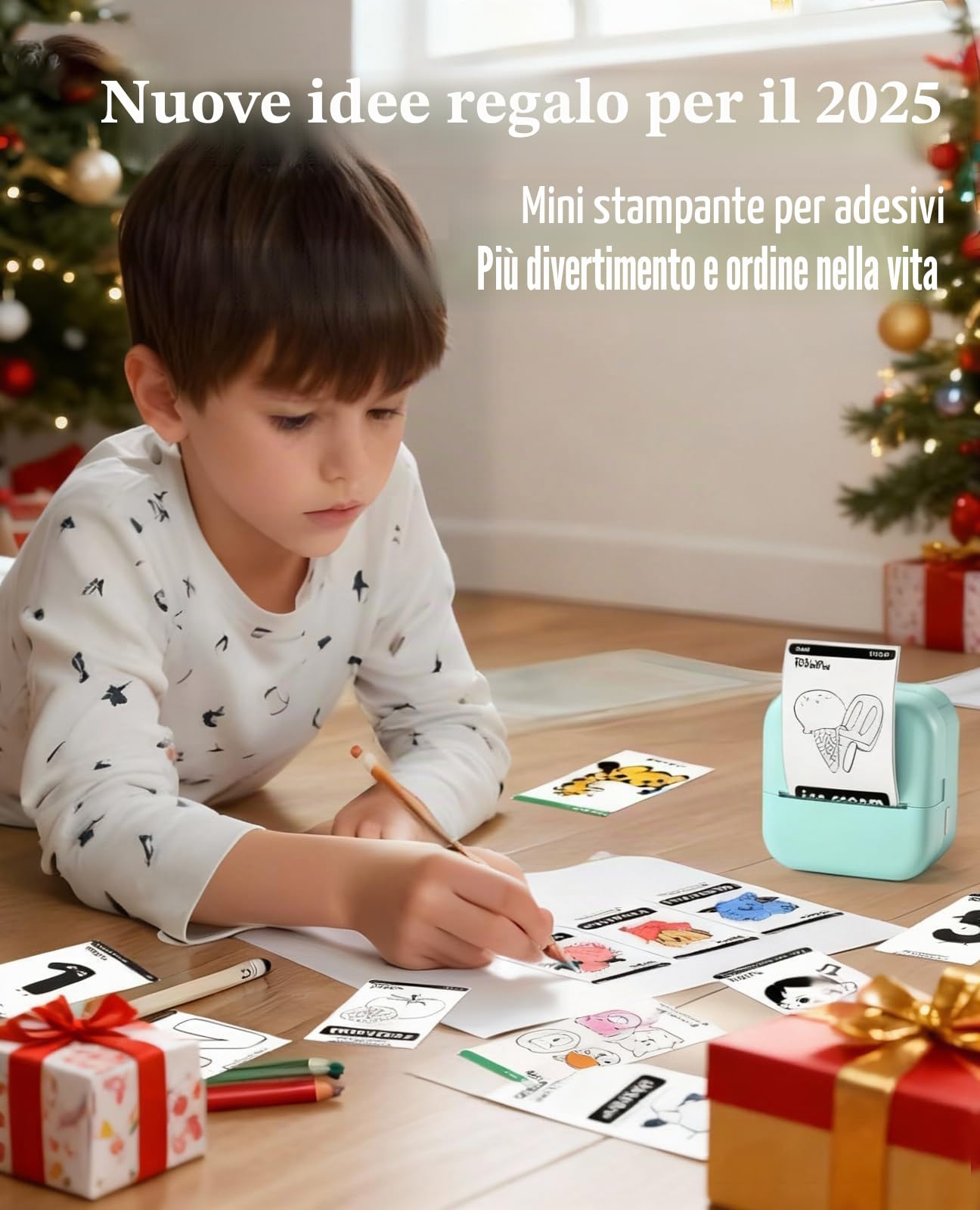 Stampante Fotografica Portatile,Mini Stampante Portatile,stampante Termica M02L,Compatible con iOS & Android.Imprime Foto,Listas de Tareas,Tarjetas de Felicitación o Contenidos Educativos,1 Rollos