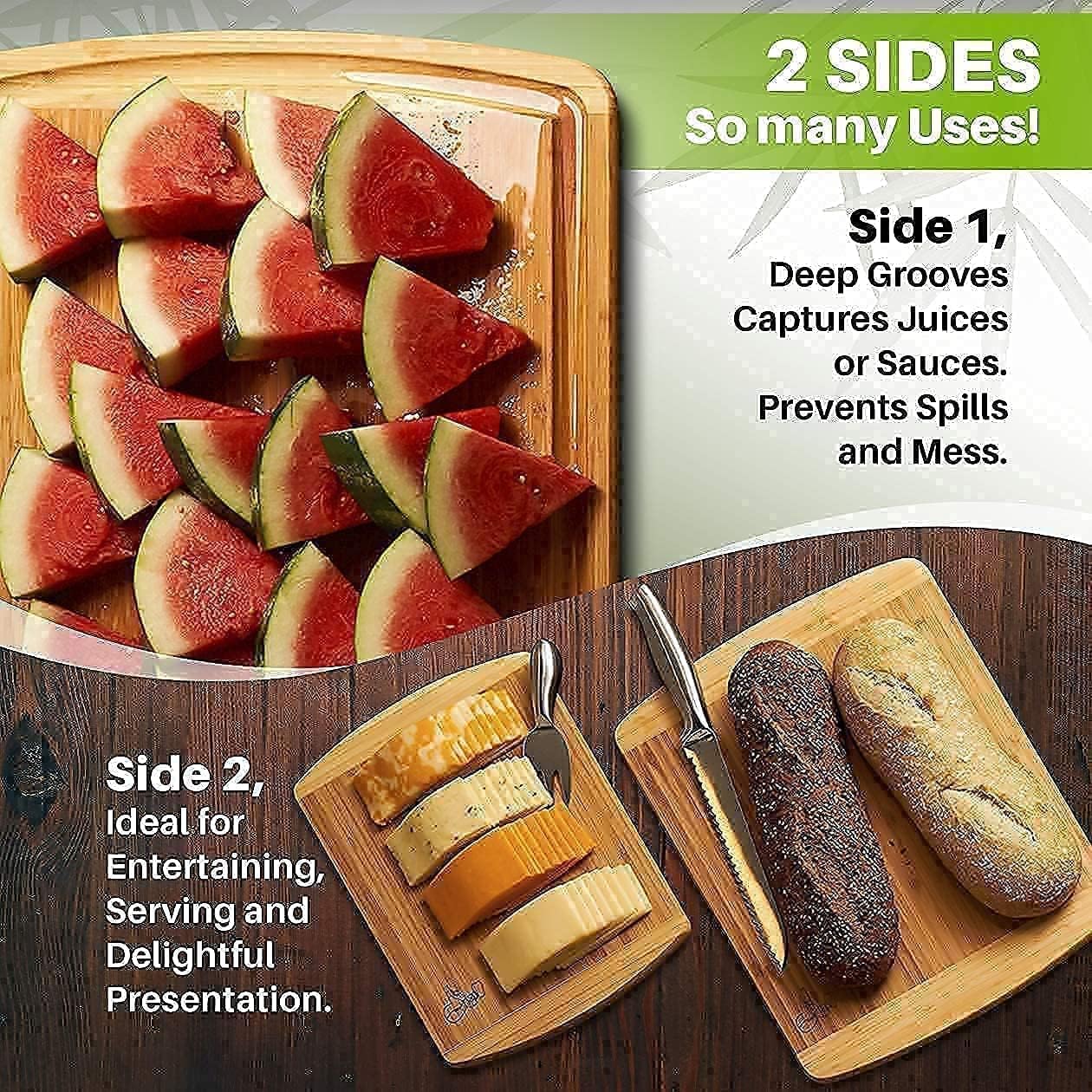 Extra Large Bamboo Cutting Board and 3pc Bamboo Cutting Board Set by Greener Chef