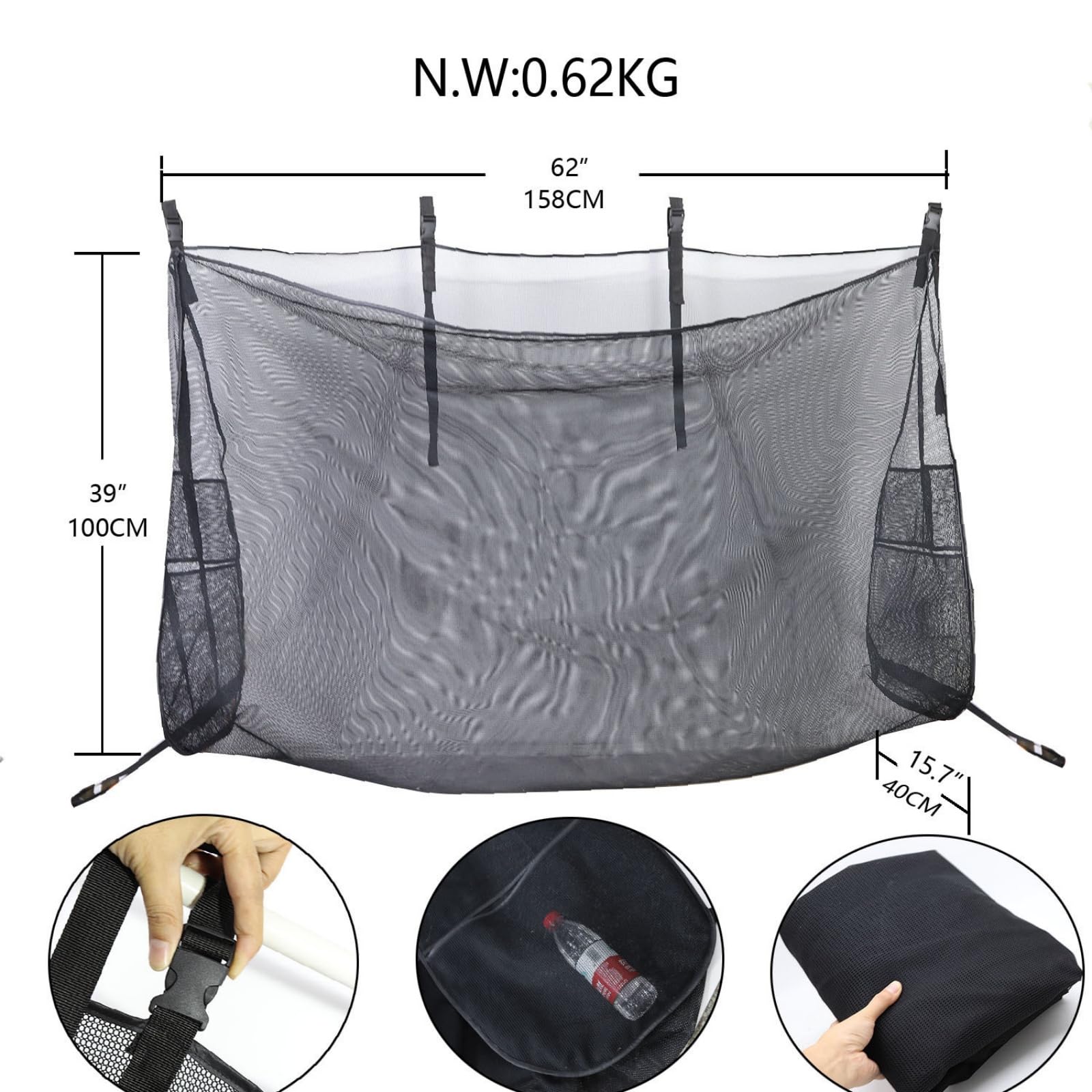 Sac en Filet De Rangement pour Jouets De Flotteur De Piscine,158x100x40cm Sac en Filet pour Organisateur Stockage De Flotteur Piscine,flotteurs Porte Balles Gonflables (1 PCS)