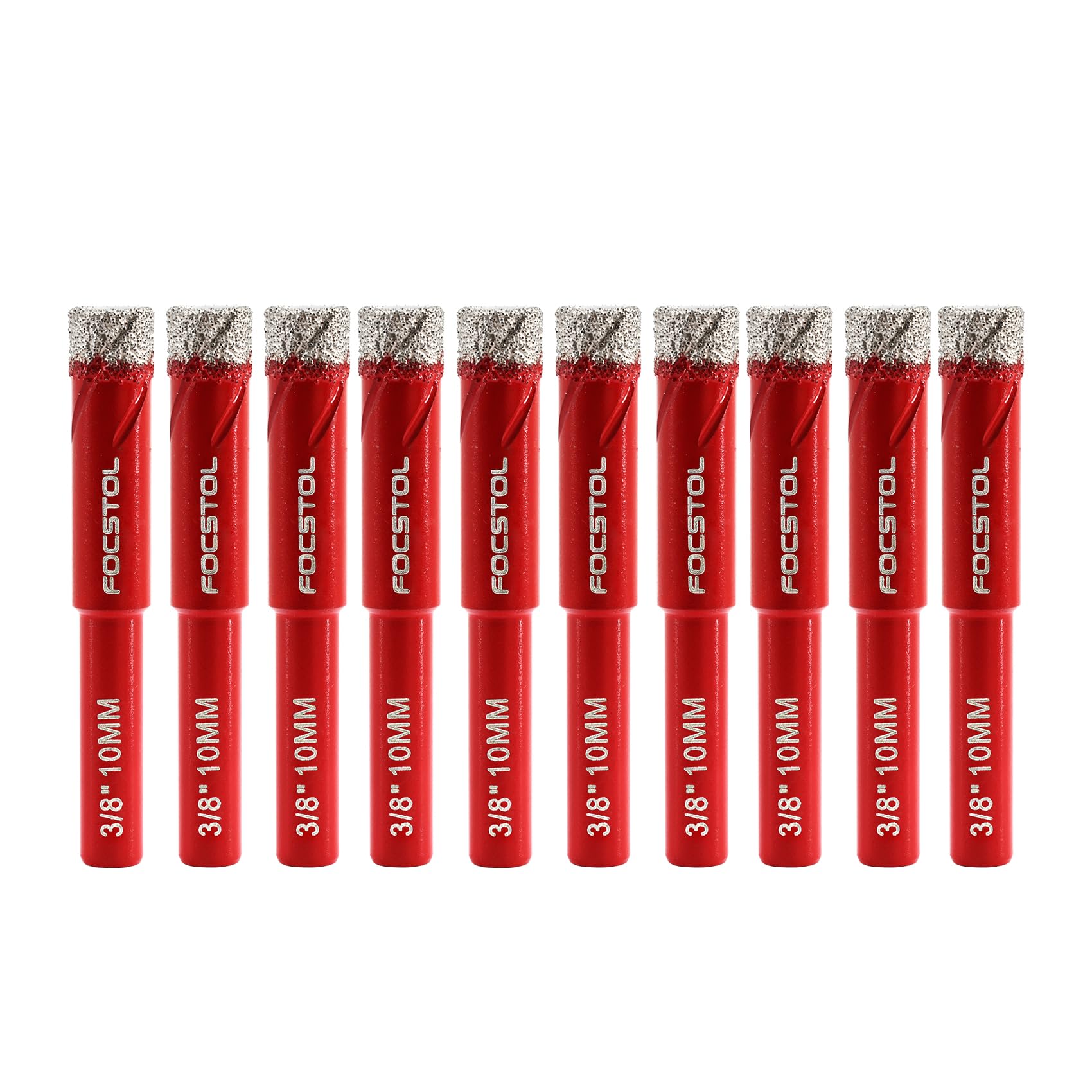 Dry Diamond Drill Bit Set - FOCSTOL 10pcs Diamond Hole Saw Kit with Round Shank for Ceramic Porcelain Tile Marble Granite (10mm*10)