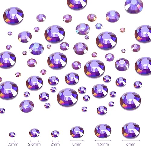 Miniatura 9 de TecUnite 2000 piezas de gemas de imitación de diamantes con espalda plana 6 tamaños 15-6 mm con pinza y bolígrafo de recolección para manualidades