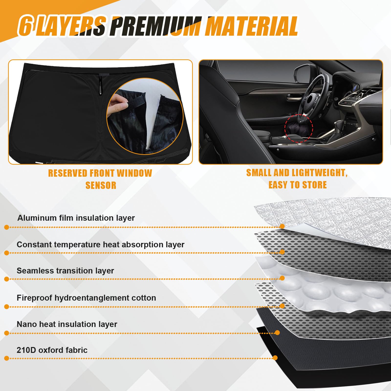 Copertura parasole per parabrezza compatibile con Jeep Cherokee XJ 1984-2001, parasole per finestrini anteriori dell'auto, pick-up camion, protezione parasole pieghevole su misura
