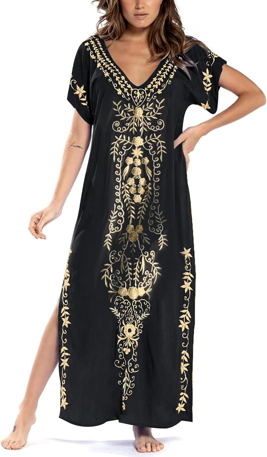 Vestido de Kaftan de Playa Bordado para Mujer con Argentina Ubuy