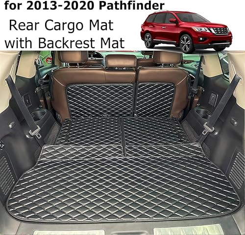 Miniatura 10 de Alfombrilla para maletero para Nissan Pathfinder 2022-2024 (2 fila con asiento de banco) y alfombrilla para respaldo trasero 2 y 3 fila (5 unidades)