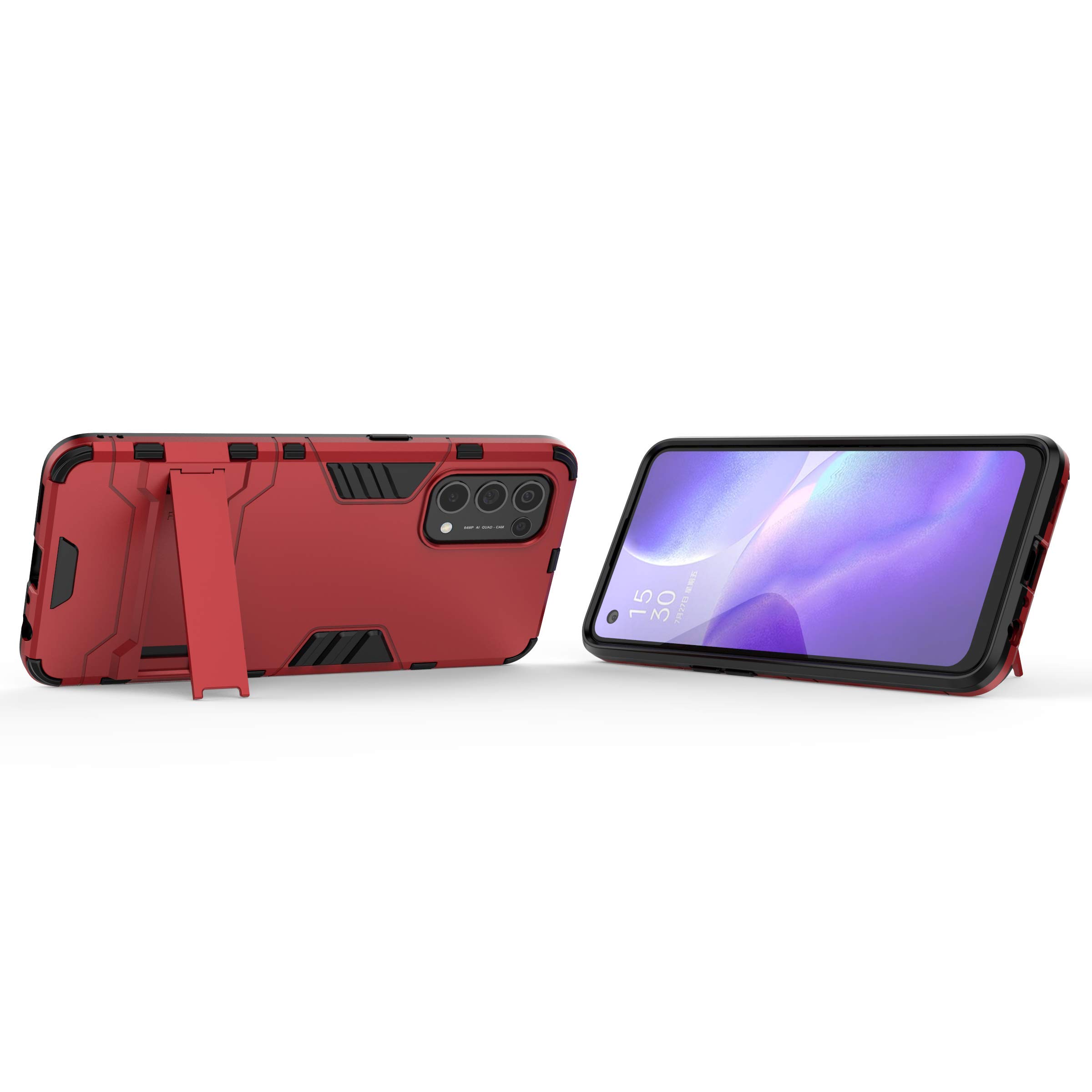 Custodia BAIDIYU Per Oppo Find X3 Lite - Doppio Strato TPU+PC Con Supporto Integrato E Protezione Anti-Caduta, Nero - 3