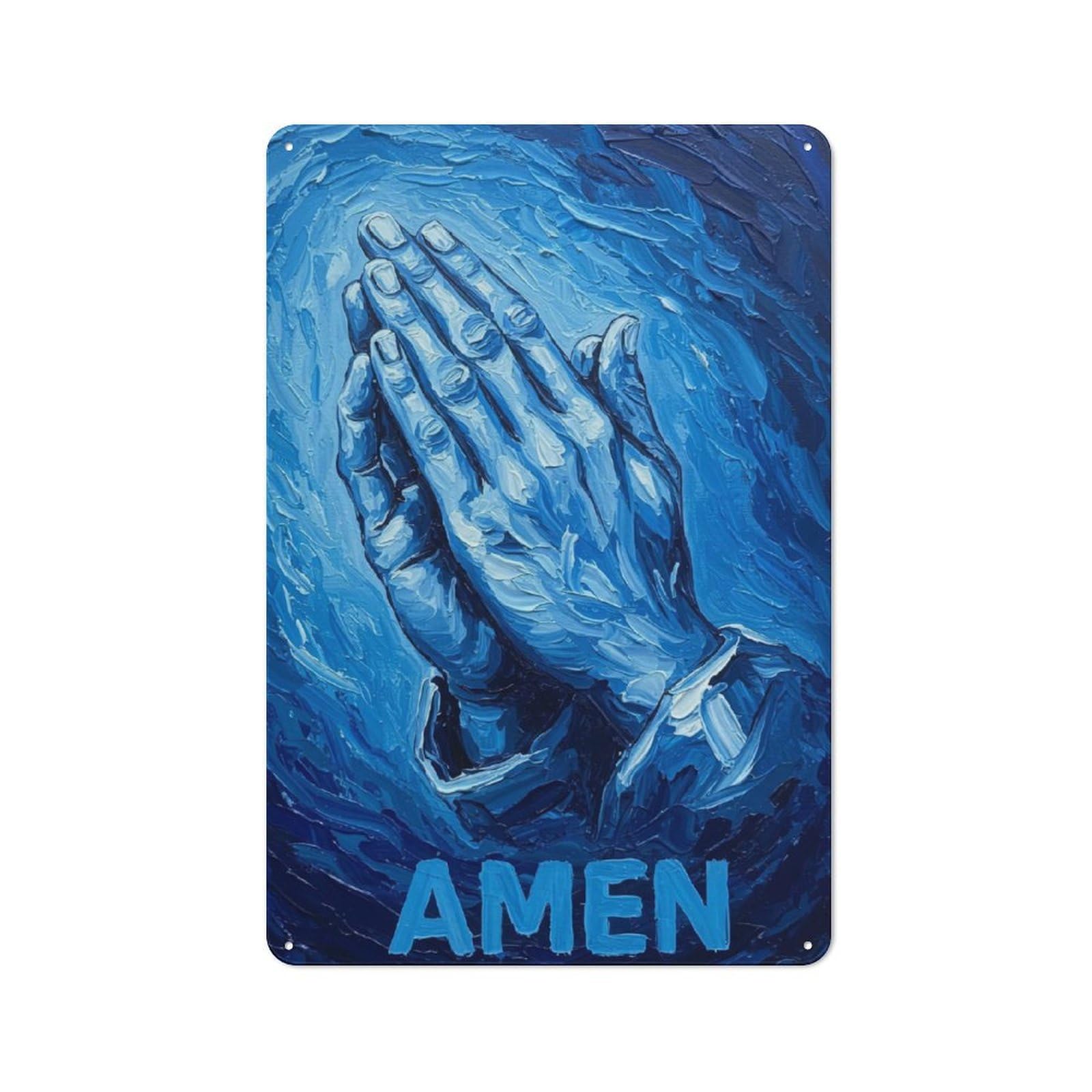 Junmoney Blue Prayer Hands 30X20cm Retro Tin Sign With For Dining Room Or Kitchen, For Metal Sign Collectors, For Garage And Workshop Walls